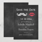 Mustache & Lips Bespaar de datum Save The Date (Voorkant / Achterkant)