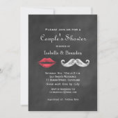 Mustache & Lips Couple's Shower Invitation Kaart (Voorkant)
