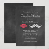 Mustache & Lips Couple's Shower Invitation Kaart (Voorkant / Achterkant)