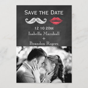Mustache & Lips Foto opslaan Datum Save The Date