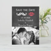 Mustache & Lips Foto opslaan Datum Save The Date (Staand voorkant)