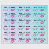 Mustache & Lips Mr. en mevrouw Pattern Cadeaupapier (Vlak)