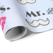Mustache & Lips Mr. en mevrouw Pattern Cadeaupapier (Rol Hoek)