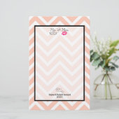 Mustache & Lips Mr. en mevrouw Peach Chevron Weddi Briefpapier (Staand voorkant)
