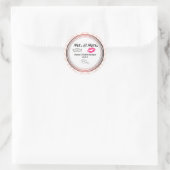 Mustache & Lips Mr. en mevrouw Peach Chevron Weddi Ronde Sticker (Tas)