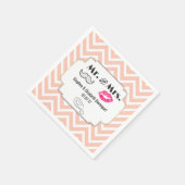 Mustache & Lips Mr. en mevrouw Peach Chevron Weddi Servet (Hoek)