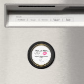 Mustache & Lips Mr. & Mrs Black & Gold Wedding Magneet (Insitu (Vaatwasser))