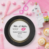 Mustache & Lips Mr. & Mrs Black & Gold Wedding Papieren Bordje (Feest)