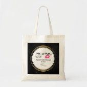 Mustache & Lips Mr. & Mrs Black & Gold Wedding Tote Bag (Voorkant)