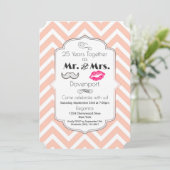 Mustache & Lips Mr. & Mrs. -Verjaardag Kaart (Staand voorkant)