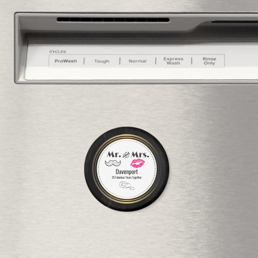 Mustache & Lips Mr. & Mrs. -Verjaardag Magneet (Insitu (Vaatwasser))