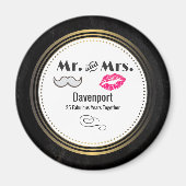 Mustache & Lips Mr. & Mrs. -Verjaardag Magneet (Voorkant)