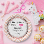 Mustache & Lips Mr. & Mrs. -Verjaardag Papieren Bordje (Feest)