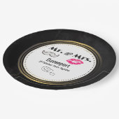 Mustache & Lips Mr. & Mrs. -Verjaardag Papieren Bordje (Gekanteld)