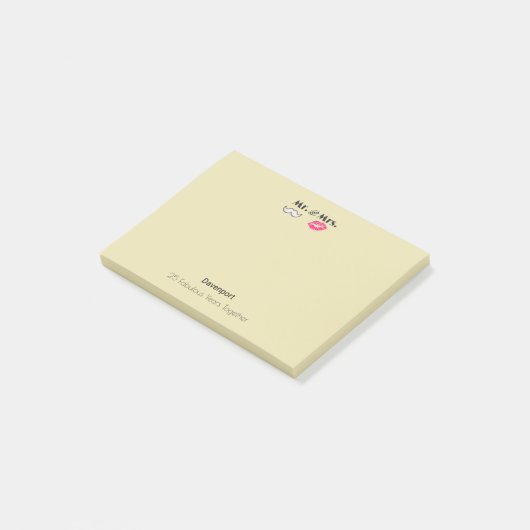 Mustache & Lips Mr. & Mrs. -Verjaardag Post-it® Notes (Schuin)