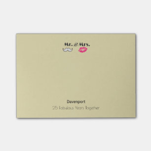 Mustache & Lips Mr. & Mrs. -Verjaardag Post-it® Notes