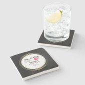 Mustache & Lips Mr. & Mrs. -Verjaardag Stenen Onderzetter (Zijkant)