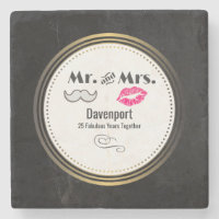 Mustache & Lips Mr. & Mrs. -Verjaardag