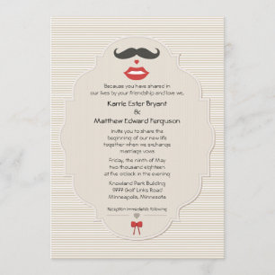 Mustache Lips Retro Weddenschap Kaart