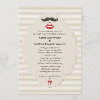 Mustache Lips Retro Weddenschap Kaart