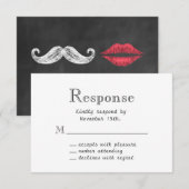 Mustache & Lips RSVP Kaartje (Voorkant / Achterkant)