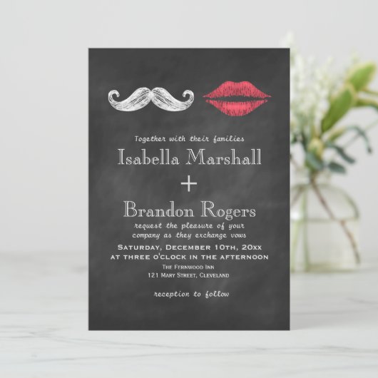 Mustache & Lips Weddenschap Kaart (Staand voorkant)