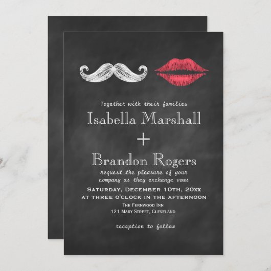 Mustache & Lips Weddenschap Kaart (Voorkant / Achterkant)