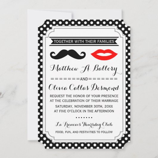 Mustache & Lips Weddenschappen Kaart (Voorkant)