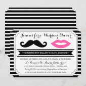 Mustache & Lips Wedding Shower nodigt uit Kaart (Voorkant / Achterkant)