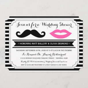 Mustache & Lips Wedding Shower nodigt uit Kaart
