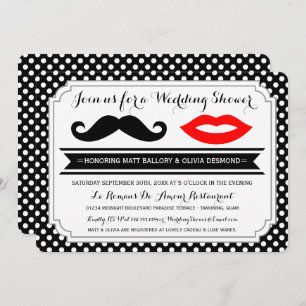Mustache & Lips Wedding Shower nodigt uit Kaart