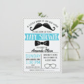 Mustache Little Gentleman Baby shower Invitation Kaart (Staand voorkant)