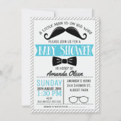 Mustache Little Gentleman Baby shower Invitation Kaart (Voorkant)