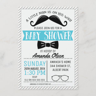 Mustache Little Gentleman Baby shower Invitation Kaart