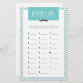 Mustache/Little Man Baby shower ABCs Game (Voorkant / Achterkant)