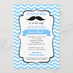 Mustache Little Man Baby shower Invitation Kaart