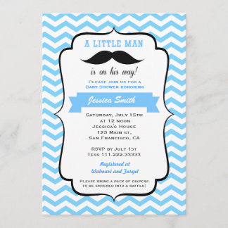 Mustache Little Man Baby shower Invitation Kaart