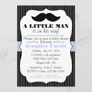 Mustache Little Man Baby shower Invitation Kaart