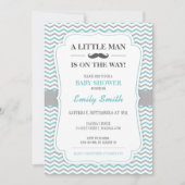 Mustache Little Man Baby shower Invitation Kaart (Voorkant)