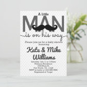 Mustache Little Man Baby shower Invitation Kaart (Staand voorkant)