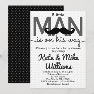 Mustache Little Man Baby shower Invitation Kaart