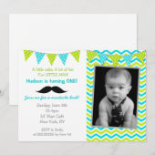 Mustache Little Man Birthday Invitations Kaart (Voorkant / Achterkant)
