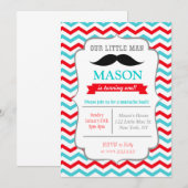 Mustache Little Man Birthday Party Kaart (Voorkant / Achterkant)