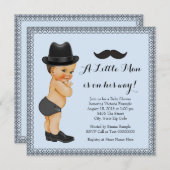 Mustache Little Man Blauw en Zwart Baby shower Kaart (Voorkant / Achterkant)