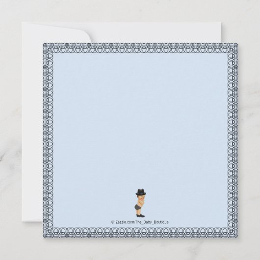 Mustache Little Man Blauw en Zwart Baby shower Kaart (Achterkant)