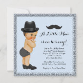 Mustache Little Man Blauw en Zwart Baby shower Kaart (Voorkant)