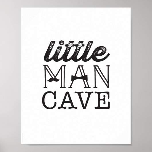 Mustache Little Man Cave Boy Baby Nursery Art Poster (Voorkant)