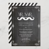 Mustache Love Chalkboard Gay Wedding Kaart (Voorkant / Achterkant)