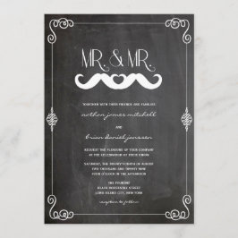 Mustache Love  Chalkboard Gay Wedding Kaart