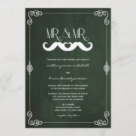 Mustache Love  Chalkboard Gay Wedding Kaart